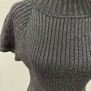 Philosophy Metallic Gray Ribbed Turtleneck Sweater